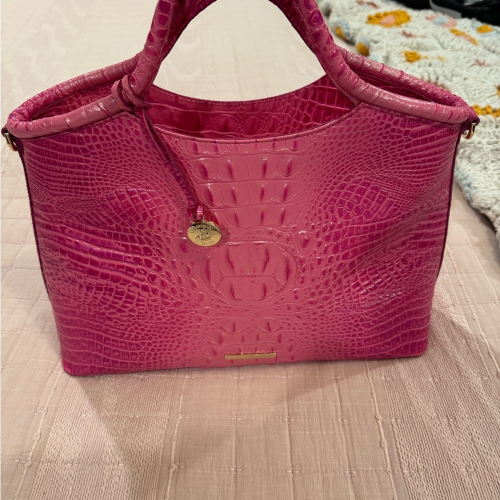 Brahmin Pink Crocodile Embossed Tote Bag
